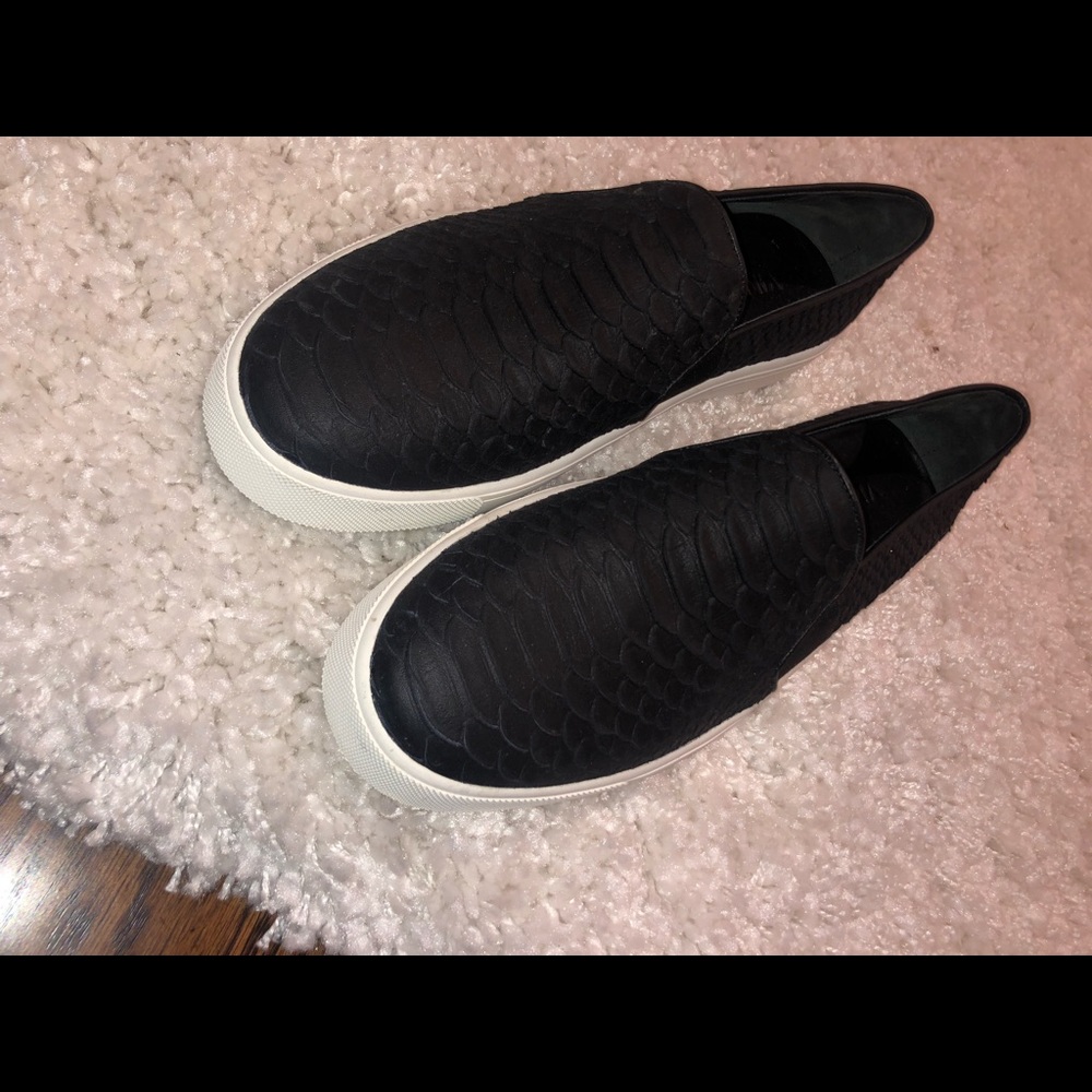 Vince black snake slip on sneakers
